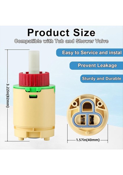 JL01GJ Duş Kartuşları Değiştirme, 40MM Musluk Kartuşları Değiştirme, Kartuşların Yerini Almak Için Küvet ve Duş Vanası (Yurt Dışından) fiyatları