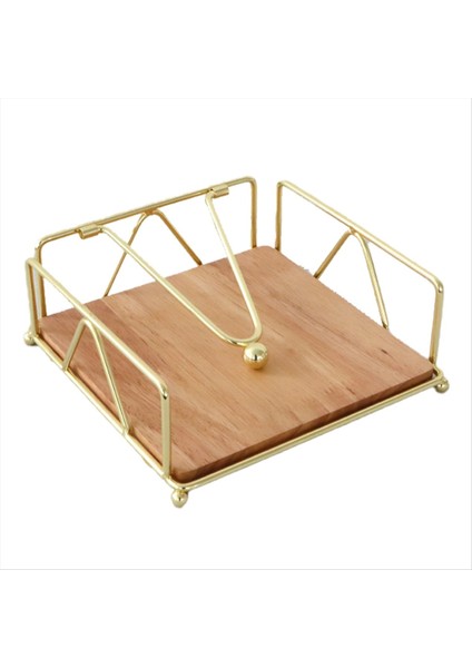 Masif Ahşap Doku Tutucu Ana Sayfa Peçete Konteyneri Altın Metal Metal Peçete Doku Kılıfı Otel Restoranı Dekorasyonu, A (Yurt Dışından)