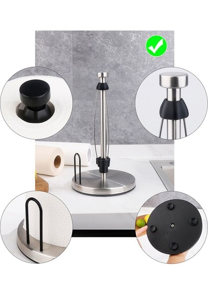 Kağıt Havlu Tutucu Tezgahı, Mutfak Için Uygun Sönümlemeli Banyo Tabanlı Dikey Kağıt Havlu Tutucu (Gümüş) (Yurt Dışından) modelleri