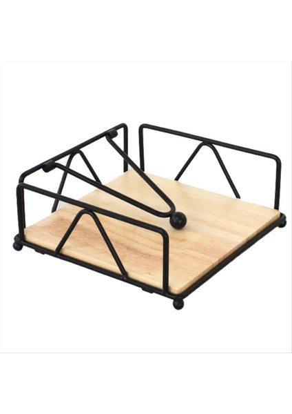 Masif Ahşap Doku Tutucu Ana Sayfa Peçete Konteyneri Altın Metal Metal Peçete Doku Kılıfı Otel Restoranı Dekorasyonu, B (Yurt Dışından)