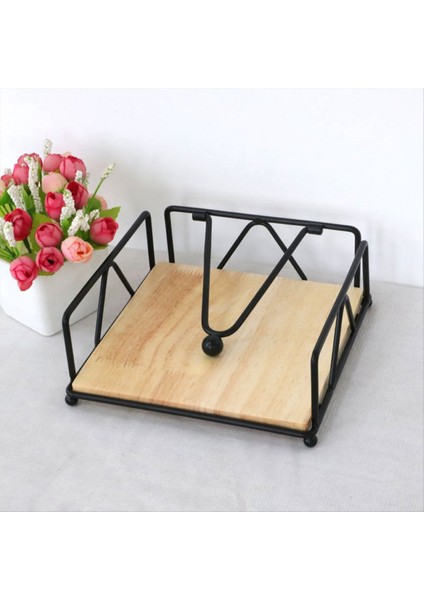 Masif Ahşap Doku Tutucu Ana Sayfa Peçete Konteyneri Altın Metal Metal Peçete Doku Kılıfı Otel Restoranı Dekorasyonu, B (Yurt Dışından) indirimleri