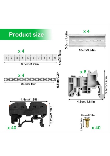 40 Dın Ray Terminali Paketi, 0.08-4 Mm² PCT-211 Dın Ray Terminalleri, Siyah Terminal Blok Kiti, Elektrik Bağlantı Bloğu (Yurt Dışından) indirimleri