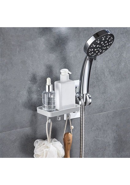 Duş Başlığı Tutucu Abs Duş Tutucu Sondaj Yok Ayarlanabilir Duş Braketi (Sabun Raflı Duş Tutucu) (Yurt Dışından)