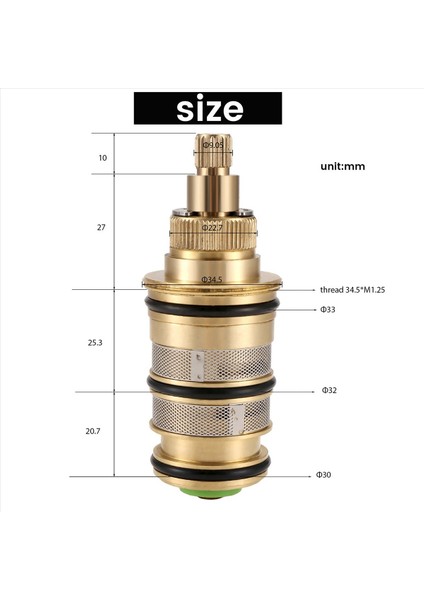 Pirinç Değiştirme Termostatik Kartuş, Duş Mikser Valf Çubuğu Onarım Kiti Akıllı Termostatik Valf Çekirdeği (Yurt Dışından)