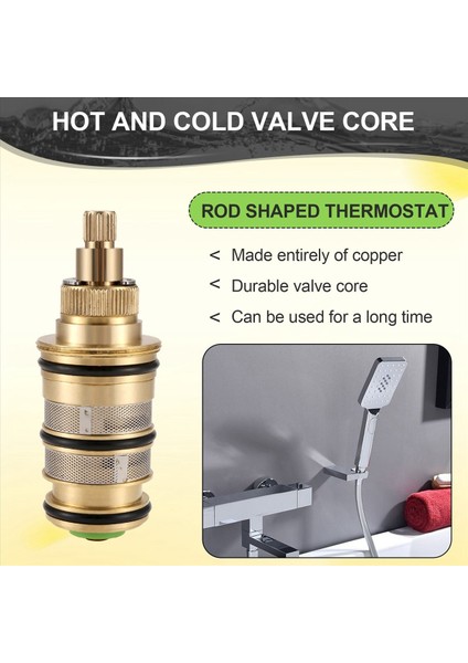 Pirinç Değiştirme Termostatik Kartuş, Duş Mikser Valf Çubuğu Onarım Kiti Akıllı Termostatik Valf Çekirdeği (Yurt Dışından) indirimleri