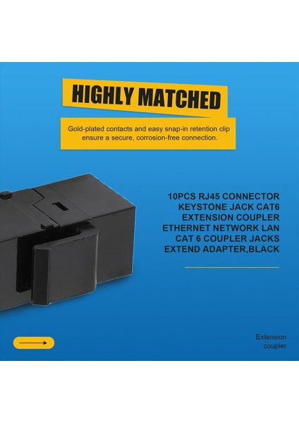 10PCS RJ45 Konnektör Keystone Jack Cat6 Uzatma Bağlayıcı Ethernet Ağı Lan Kat 6 Kullanıcı Kabloları Adaptörü, Siyah (Yurt Dışından) indirimleri