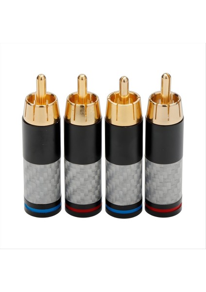 4pcs Hifi Karbon Fiber Rca Konektörleri Altın Kaplama Fiş Ses Konnektörü Rca Fiş Konnektörü Güç Hoparlör Fişleri Konnektör (Yurt Dışından)