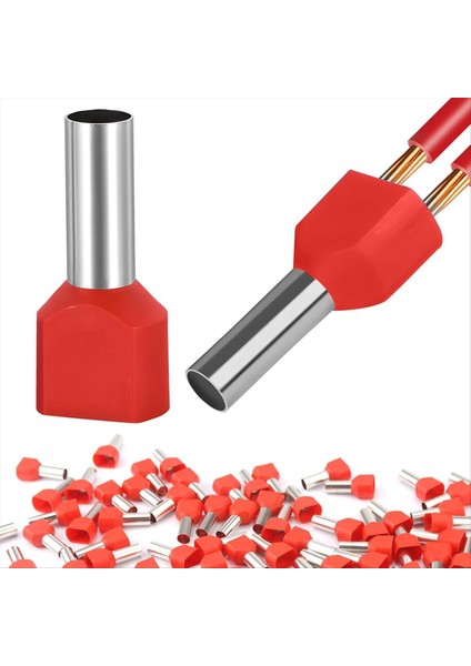 Ikiz Tel Ucu Ferrullar, 2 x 10.0 Mm², 150 Paket, Uzunluk 14 Mm, Çift Ikiz Tel Ucu Ferrullar (Yurt Dışından)