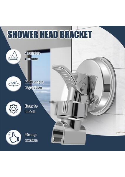 Ayarlanabilir Duş Başlığı Tutucu Banyo Krom Duvar Montaj Güçlü Emme El Duş Braketi (Yurt Dışından) fırsatları