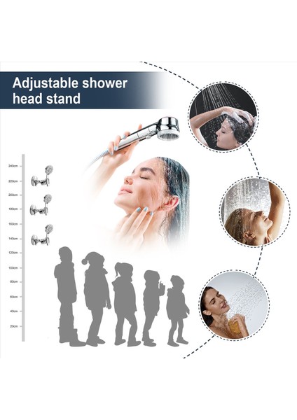 Ayarlanabilir Duş Başlığı Tutucu Banyo Krom Duvar Montaj Güçlü Emme El Duş Braketi (Yurt Dışından) indirimleri