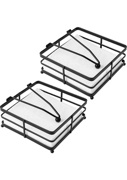 2 Adet Masa Metal Peçete Tutucu Için Düz Peçete Tutucu Ağırlıklı Kol Kare Kağıt Peçete Dağıtıcı Rustik Demir (Yurt Dışından)