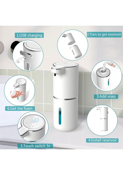 Otomatik Sabun Dispenser - Dokunulmaz Köpük Sabun Dağıtıcı 400ML USB Banyo Için Şarj Edilebilir Dağıtıcı (Yurt Dışından) fiyatları