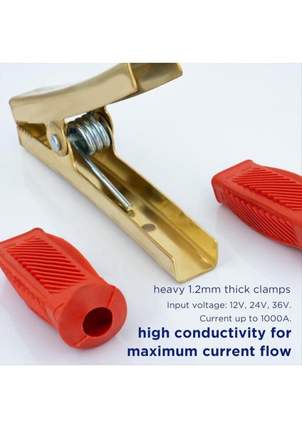 1 Çift Pil Jumper Kablo Kelepçeleri, Timsah Kelepçeleri, 1000A Saf Pirinç Kablo Tel Klipsleri Araba Kamyonu Teknesi Için Uygun (Yurt Dışından) modelleri