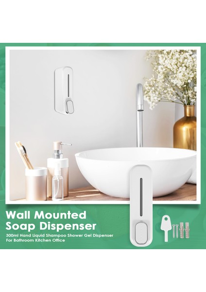 Sabun Dağıtıcı Duvar Montajı, 350ML El Sıvı Şampuan Duş Jel Dağıtıcı Banyo Mutfak Ofisi Için Beyaz (Yurt Dışından) fırsatları