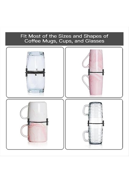 6pcs Kahve Kupa Sahibi Ayarlanabilir Içecek Takımı Istifleyici Düzenleyicisi Istiflenebilir Kahve Fincanı Organizatör Kupası Depolama Organizatörü (Yurt Dışından) indirimleri