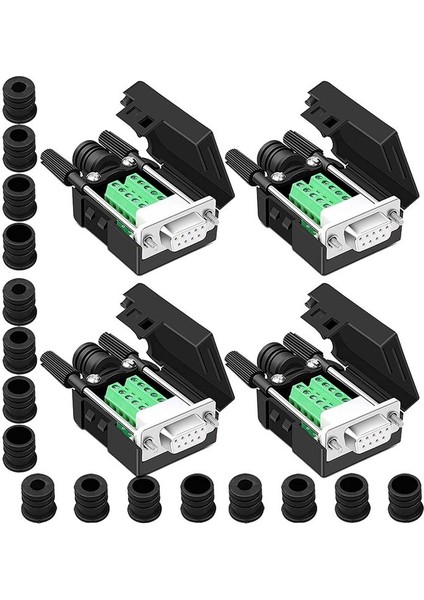 4pcs Db9 Dişi Kırılma Konnektörü, Db9 Lehimsiz RS232 D-Sub Seri-9 Pinli Bağlantı Noktası Terminal Adaptör Konnektörü (Yurt Dışından)