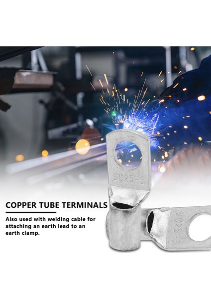 10 Bakır Tüp 25MM x 8mm Lug Pil Marş Kablosu Kaynak Kıvrım Terminal Halkası (Yurt Dışından) fiyatları