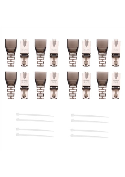 8pcs Takımsız Koruyucu RJ45 Cat 7 Fesih Fişi Cat7 Fiş / Cat7 Konektör Konektörleri Modüler 23 / 24AWG-BLACK (Yurt Dışından)