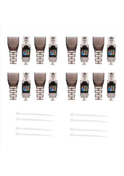 8pcs Takımsız Koruyucu RJ45 Cat 7 Fesih Fişi Cat7 Fiş / Cat7 Konektör Konektörleri Modüler 23 / 24AWG-BLACK (Yurt Dışından) modelleri