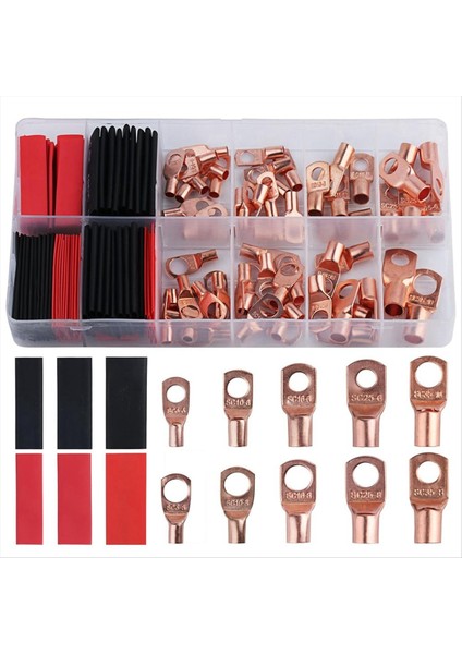 Pil Kablosu Uçları, 150PCS Bakır Kablo Tel Pabuçları, Awg 2 4 6 8 10 12 Gauge Tel Konektörleri, Pil Terminal Konektörleri (Yurt Dışından)