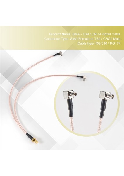 Sma Dişi Tip 2 x Ts9 Erkek / Crc9 Erkek Konnektör Ayırtıcı Birleştirici Pigtail Kablosu Rg 316 30CM Altın (Yurt Dışından) indirimleri