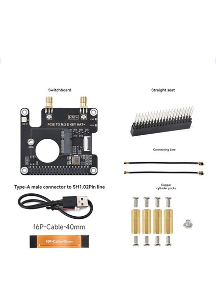 Ngff Kablosuz Kartlar Için 16P Kablo Sma Anten Konnektörü Olan Raspberry Pi 5 Pcıe Ila M.2 Ekey Adaptör Kartı Için (Yurt Dışından) modelleri