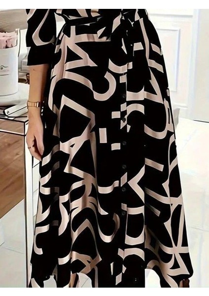 Kadın Uzun Kollu Yakalı Önden Düğmeli Uzun Süprem Elbise modelleri