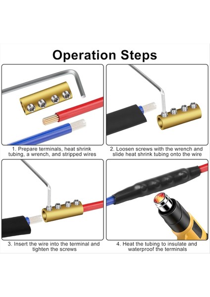 80A Bakır Sütun Yüksek Güçlü Saf Bakır Su Geçirmez Tel Konektör Terminali Vida ve Isı Büzülme Tüpü (Yurt Dışından) indirimleri