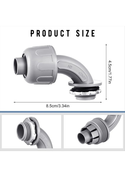Sıvı Sıkı Konektör 1/2 Inç Esnek Metallik Olmayan Elektrikli Bozuk Konektör 90 Derece (24 Adet) (Yurt Dışından) fiyatları