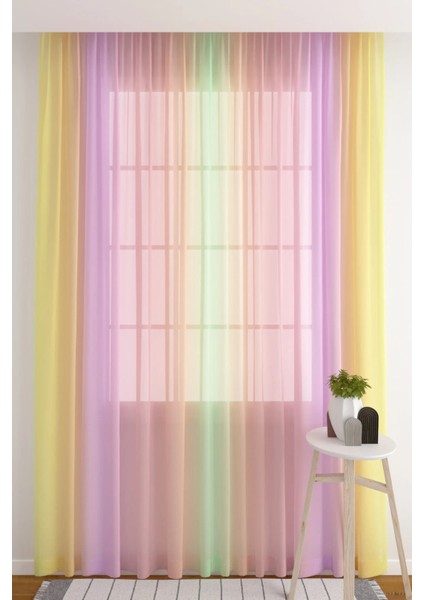 Tül Perde Seyrek Pile (1x2) Bebek Odası Çocuk Odası Gökkuşağı Renkleri Desenli Perde fiyatları