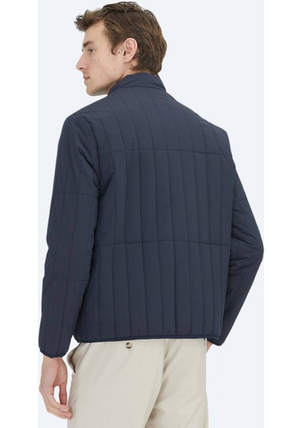 Lacivert Regular Fit Dik Yaka Casual Dokuma Mont fırsatları