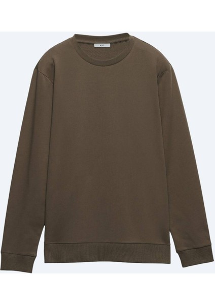 Kahverengi Bisiklet Yaka Sweatshırt