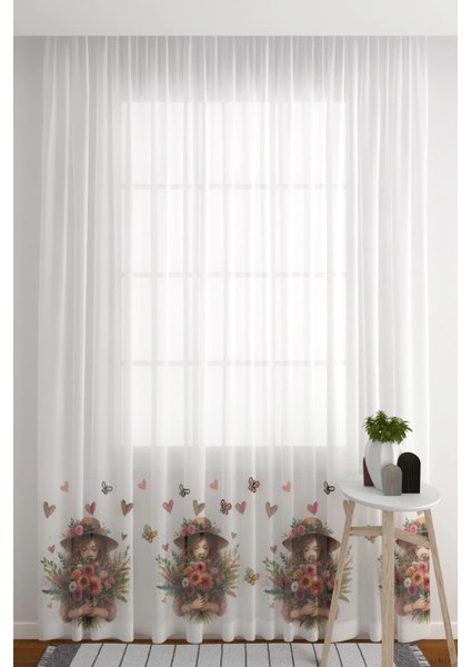 Tül Perde Seyrek Pile (1 x 2) Kalp Kelebek Kız Figürlü Desenli Genç & Hobi Odası Tül Perde fiyatları
