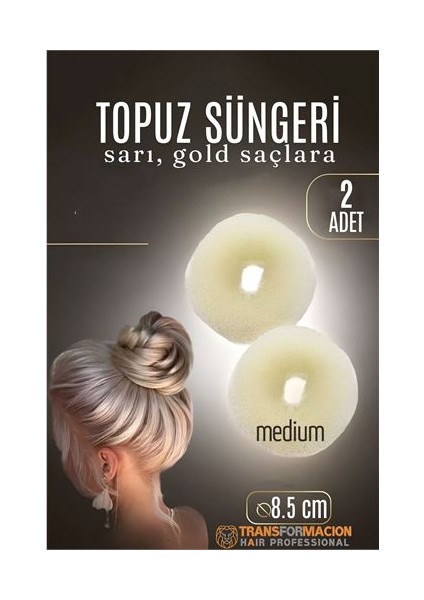 Hsnet Gold Mini Saç Topuz Süngeri 2 Adet 8.5 cm Çap 3.5 cm Kalınlık