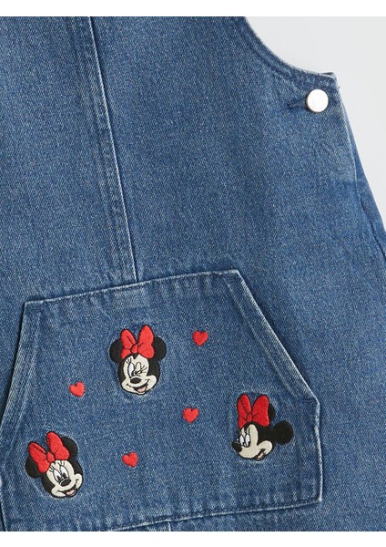 Yeni Sezon Minnie Mouse Nakışlı Kız Çocuk Jean Salopet Elbise fiyatları