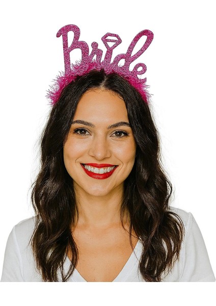 Fuşya Renk Bekarlığa Veda Italik Yazı Alyanslı Bride Taç