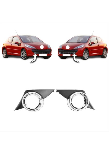 Araba Ön Sis Farları Kapak Peugeot 207 Sport 2006 2007 2008 2009 Hood Frame Sisli Lamba Kapakları Çerçeve Trim (Yurt Dışından) modelleri