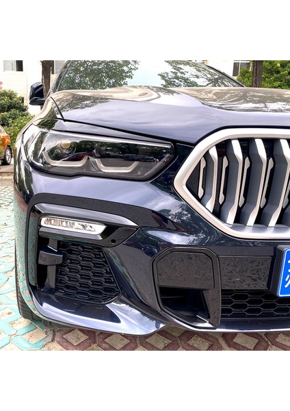 Bmw- X5 G05 X6 G06 2019 2020 2021 2022 Parlak Siyah Ön Far Lambası Kapağı Şeridi Kaş Trim Sticker (Yurt Dışından) indirimleri
