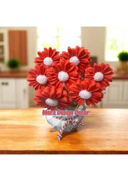 Dekoratif Beton Saksıda %100 Doğal Soya Wax Papatya Mum Buketi fiyatları