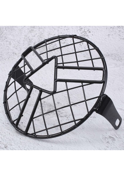 Motosiklet Far Lambası Gölgesi Retro Siyah Kabuk Yuvarlak Far Izgarası (Yurt Dışından)