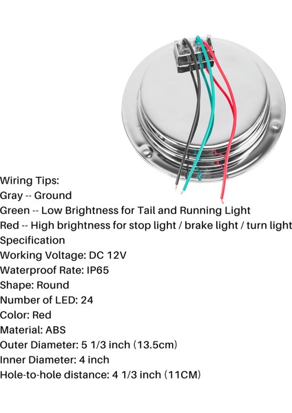 4 Paket Yuvarlak LED Römork Tail Işıkları Kırmızı 24 LED Flanş Montaj Su Geçirmez Krom 4 Inç Fren Durdurma Dönüşü Işıkları (Yurt Dışından) modelleri