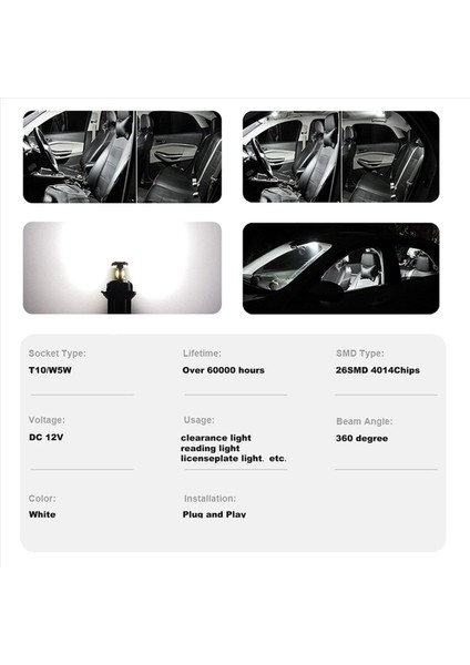 30PCS W5W T10 LED Ampuller 4014 26SMD Araba Kubbe Çatı Lambası Plakası Sinyal Lambası Kuyruk Kutusu Ampuller 12V Beyaz Işık (Yurt Dışından) fiyatları