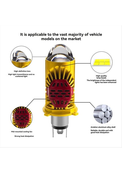 2pcs Araba H4 LED Far Eklenti Işık Çift Lens Araç Motosiklet Entegre Yüksek Fasulye ve Düşük Işın (Yurt Dışından) modelleri