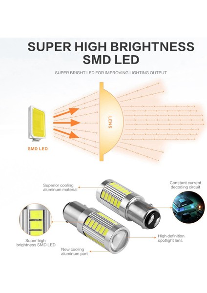 6 Pcs Amber 1156PY BAU15S PY21W LED 33SMD Araç Kayası Fren Dönüş Park Ters ve Yedekleme Işıkları Xenon Beyaz Sarı ve Gümüş Ters Sinyal Ampulü (Yurt Dışından) modelleri