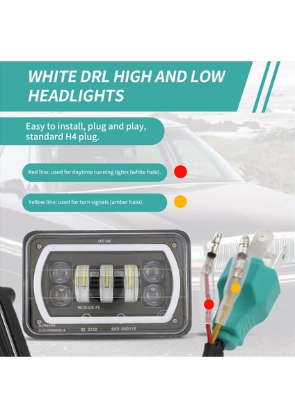 4x6 Inç LED Kafa Işık Lambası Drl Far Kristali Berrak Hi-Lo Işın Drl Işığı Jeep Wrangler Kamyonu (Yurt Dışından) fırsatları