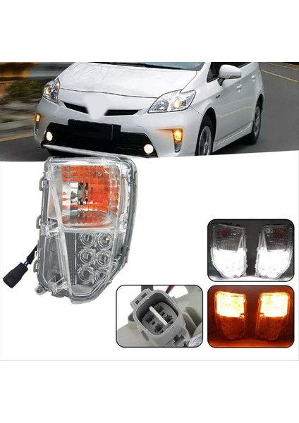 Sol Ön Sis Lambası LED Dönüş Sinyali Işığı W/ampul 81521-47060 PriusGündüz Park Lambası Amber+Beyaz (Yurt Dışından) indirimleri