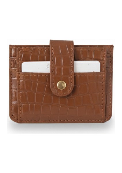 Parlak Kroko Çıtçıtlı Altı Bölmeli Unısex Mini Boy Kartlık Cüzdan