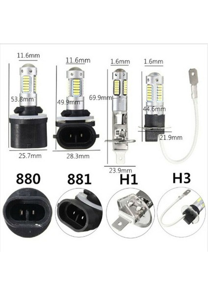 20PCS H3 Süper Parlak LED Sis Sürüş Drl Ampuller Kiti 6000K Beyaz (Yurt Dışından) fırsatları