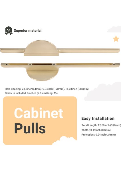 Mutfak Çekir Dolap Çekirdekleri Sap Fırçalanmış Pirinç Gardırop Kolları Dolap Tutamakları -Gold Büyük (Yurt Dışından) indirimleri