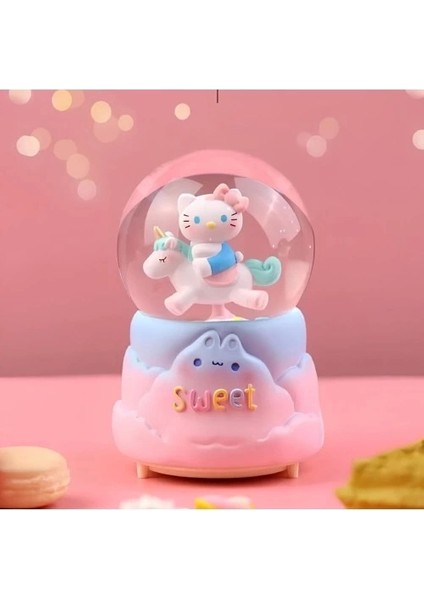 Hello Kitty Içi Dönmeli Püskürtmeli Işıklı Müzikli Kar Küresi Büyük Boy Model 2